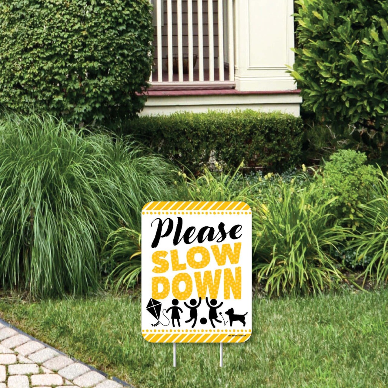 Big Dot of Happiness Please Slow Down - Outdoor Lawn Sign - Kids at Play Neighborhood Yard Sign - 1 Piece
